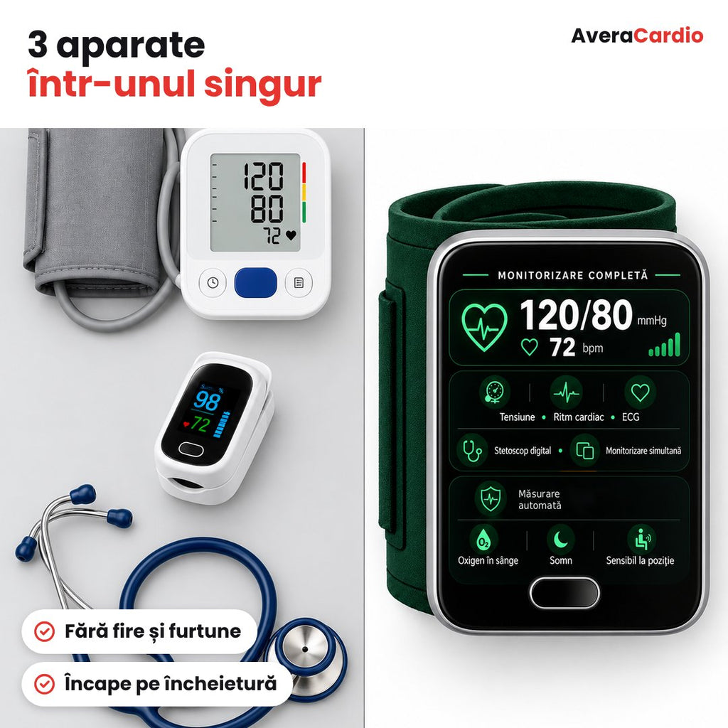 AveraCardio – Monitor de tensiune cu ECG și oxigen